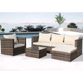Latitude Run Atrick 4 Piece Rattan Sofa Seating Group With Cushions Wayfair