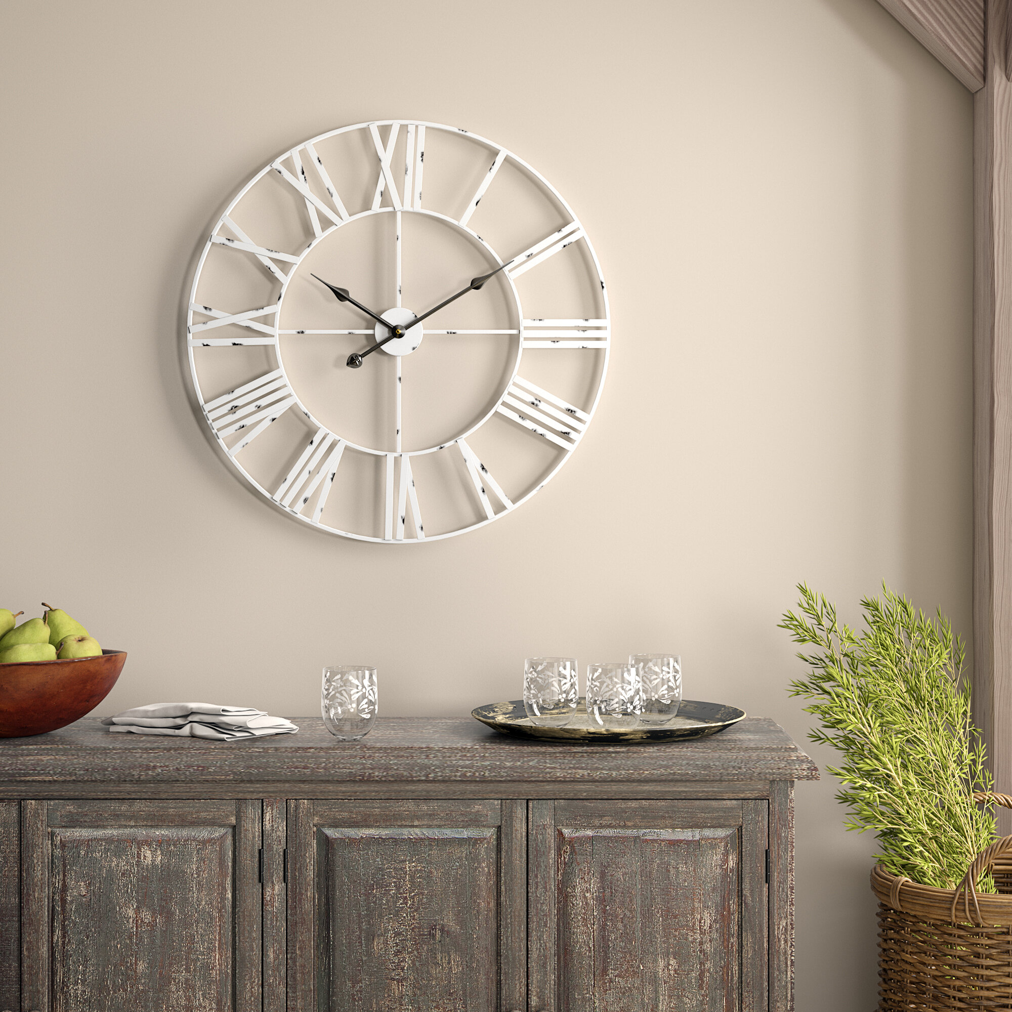 Gracie Oaks Oversized Moyer 28 Wall Clock Reviews Wayfair