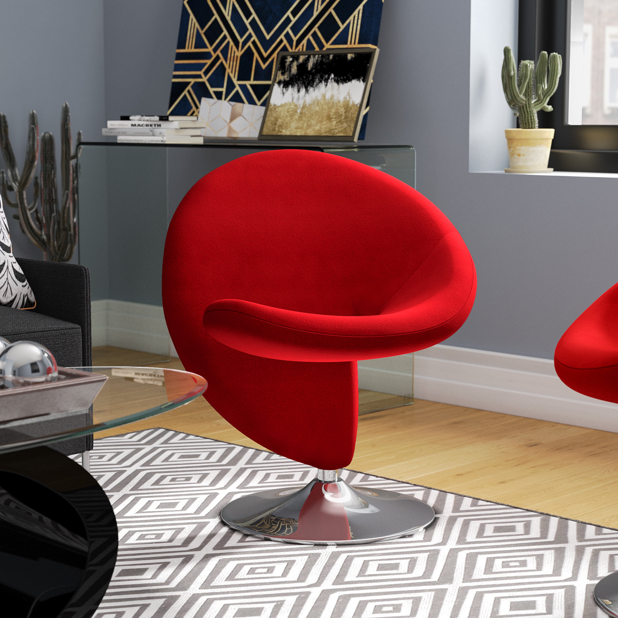 Edinburg 27” Wide Wool Swivel Lounge Chair