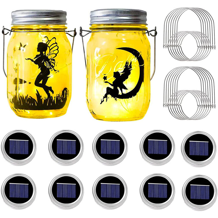 10 Pack 30 Leds Solar Mason Jar Lid Lights With Hanger, Solar Jar Lids Lights For Mason Jar Fairy String Star Firefly Patio Garden, Yard And Lawn ...