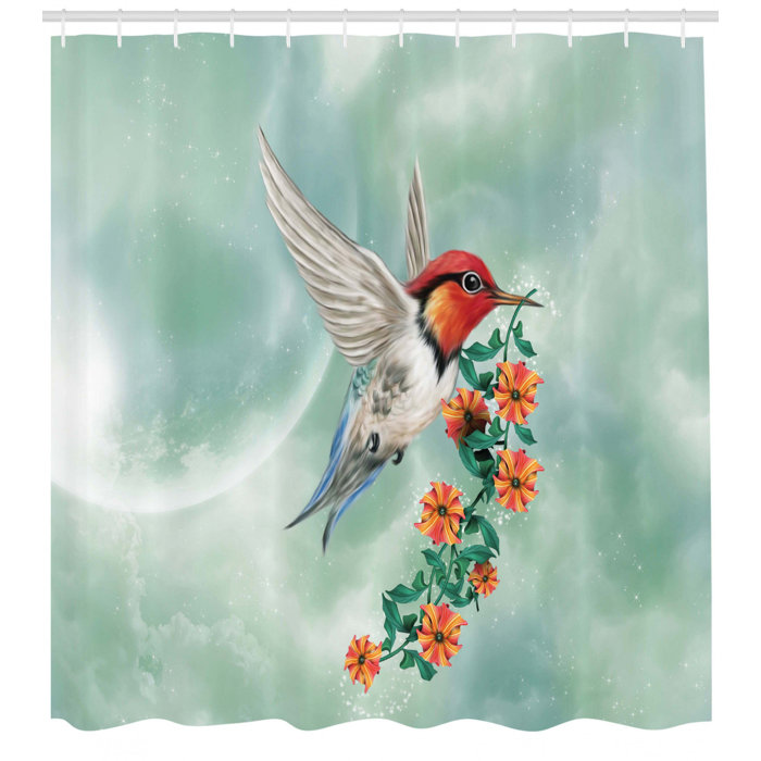 Hummingbird Flower Virtual Background Fabric Shower Curtain Background Fabric Shower Curtain