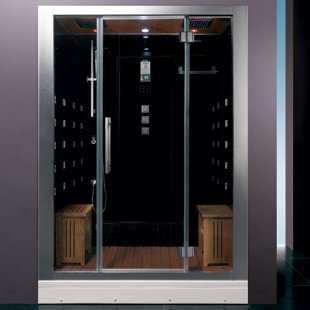 Steam Shower Sauna Combo Wayfair Platinum 59 X 87 4 Rectangle Hinged Steam Shower With Base Included