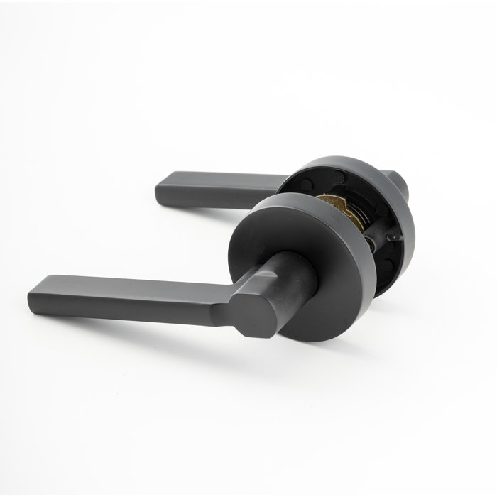 Linkaa Door Lever, Matte Black Finish Door Handles Round