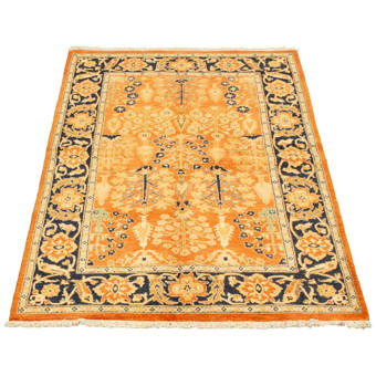 Isabelline One Of A Kind Overdyed Hand Knotted 1980s Yellow 4 4 X 8 Wool Area Rug Wayfair