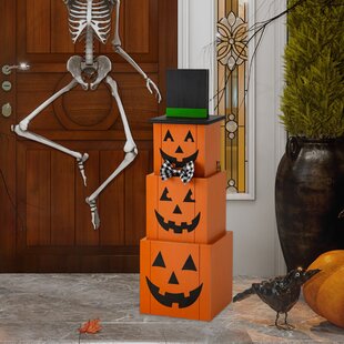 Primitive Vintage Style Skeleton Halloween Trick or Treat Burlap Home Decor Sign 