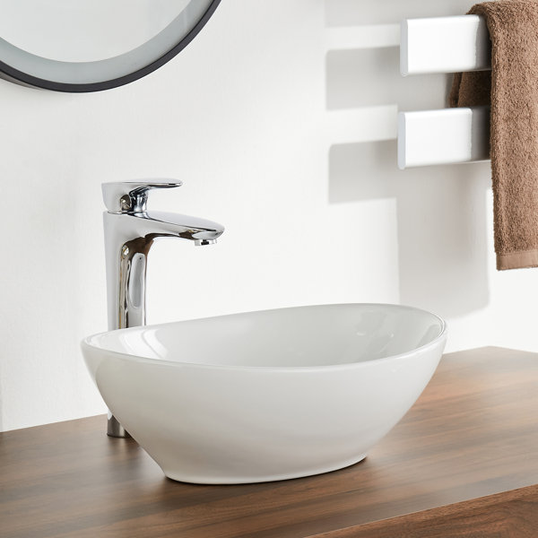 DeerValley White Ceramic Oval Vessel Bathroom Sink ...