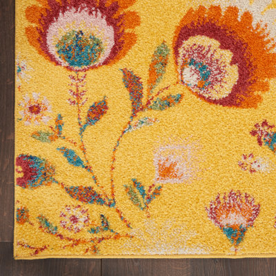Weldin Floral Yellow Area Rug INCOMPLETE 