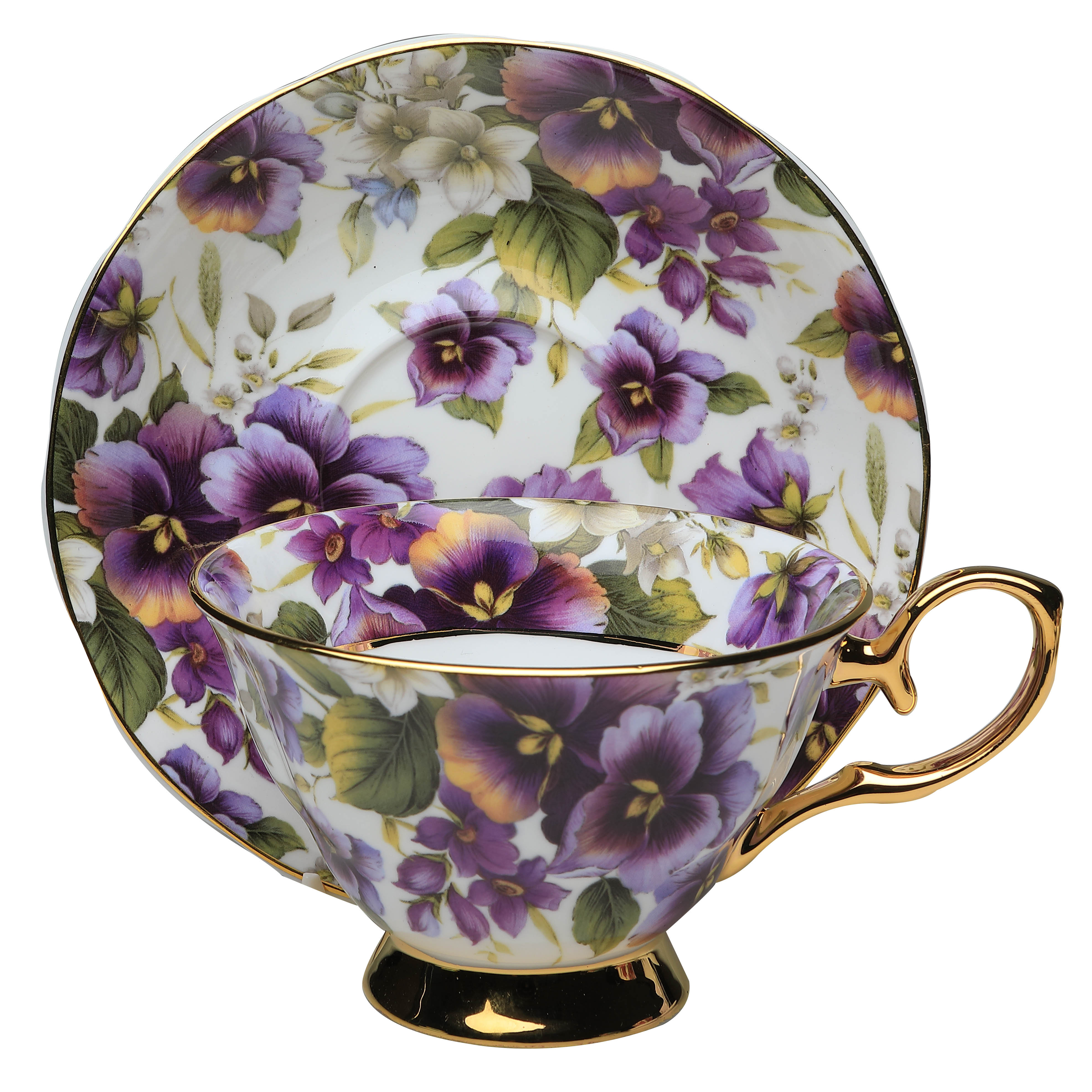 House Of Hampton Ducote Gold Chintz Bone China Teacup Chintz Bone China Teacup