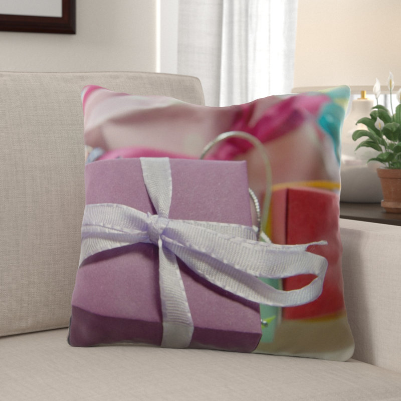 The Holiday Aisle Popovich Gift Indoor Outdoor Canvas Throw Pillow