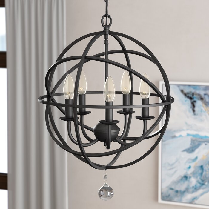 Gracie Oaks Jaken 5 - Light Dimmable Globe Chandelier & Reviews | Wayfair