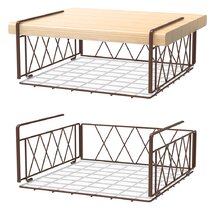 Space Saving Under Shelf Basket Wire Rack Organizer Storage Fit Dual Hooks for Kitchen Pantry 3 PACK 