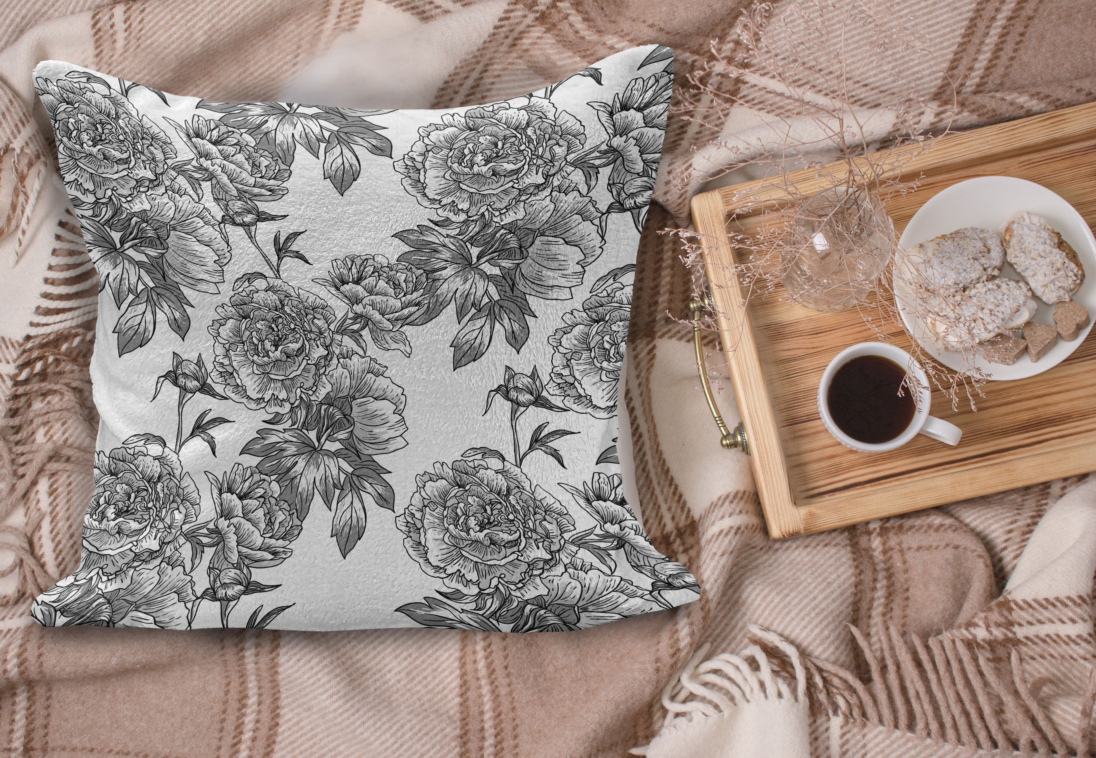 Sketched Trees Cotton Flannel Pillowcase