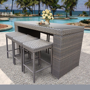 Modern Outdoor Bar Sets Allmodern Joyeta 7 Piece Bar Height Dining Set