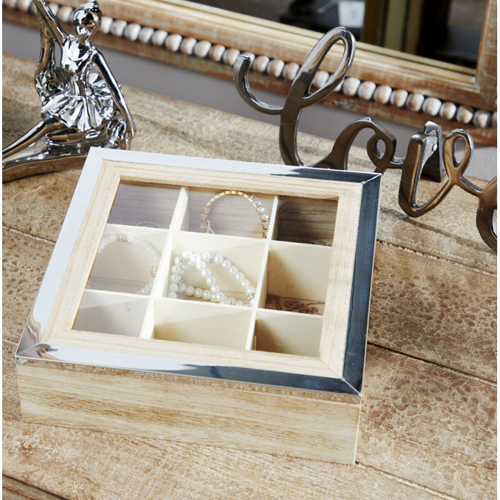 Highland Dunes 9 5 X 3 Square Natural Wood Jewellery Box W
