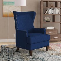 navy blue wing back chairs