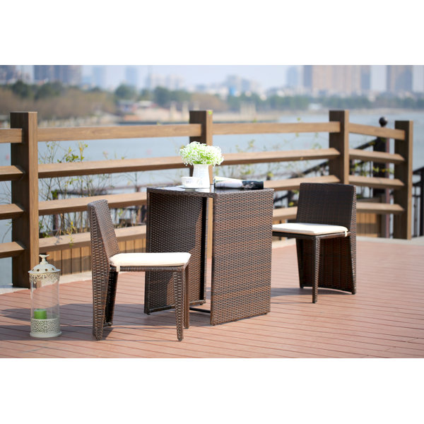Latitude Run Pasadena 3 Piece Bistro Dining Set With Cushions Reviews Wayfair Ca
