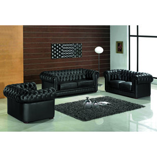 Botkin Leather 3 Piece Living Room Set by Orren Ellis