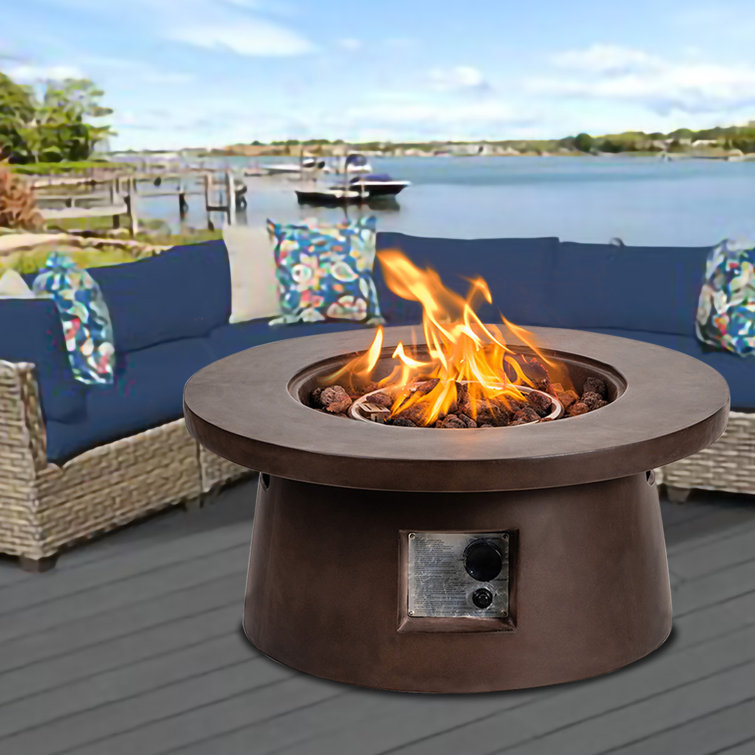 Brayden Studio Caillat 14 H X 30 W Concrete Propane Outdoor Fire Pit With Lid Wayfair