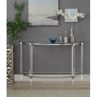 Makai Acrylic And Metal Half Moon Console Table by Everly Quinn Wonderful