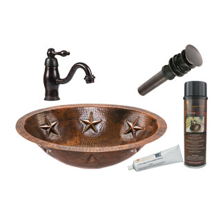 Go to store & view more images Premier Copper Products Star Metal Oval Undermount Bathroom Sink with Faucet
