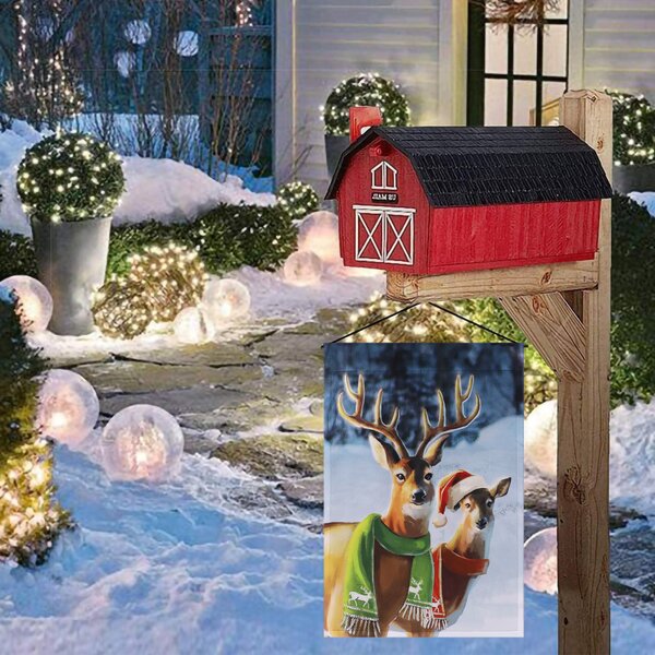Christmas Double-sided Garden Flags Deer Santa Yard Banner Party Outdoor Decor 