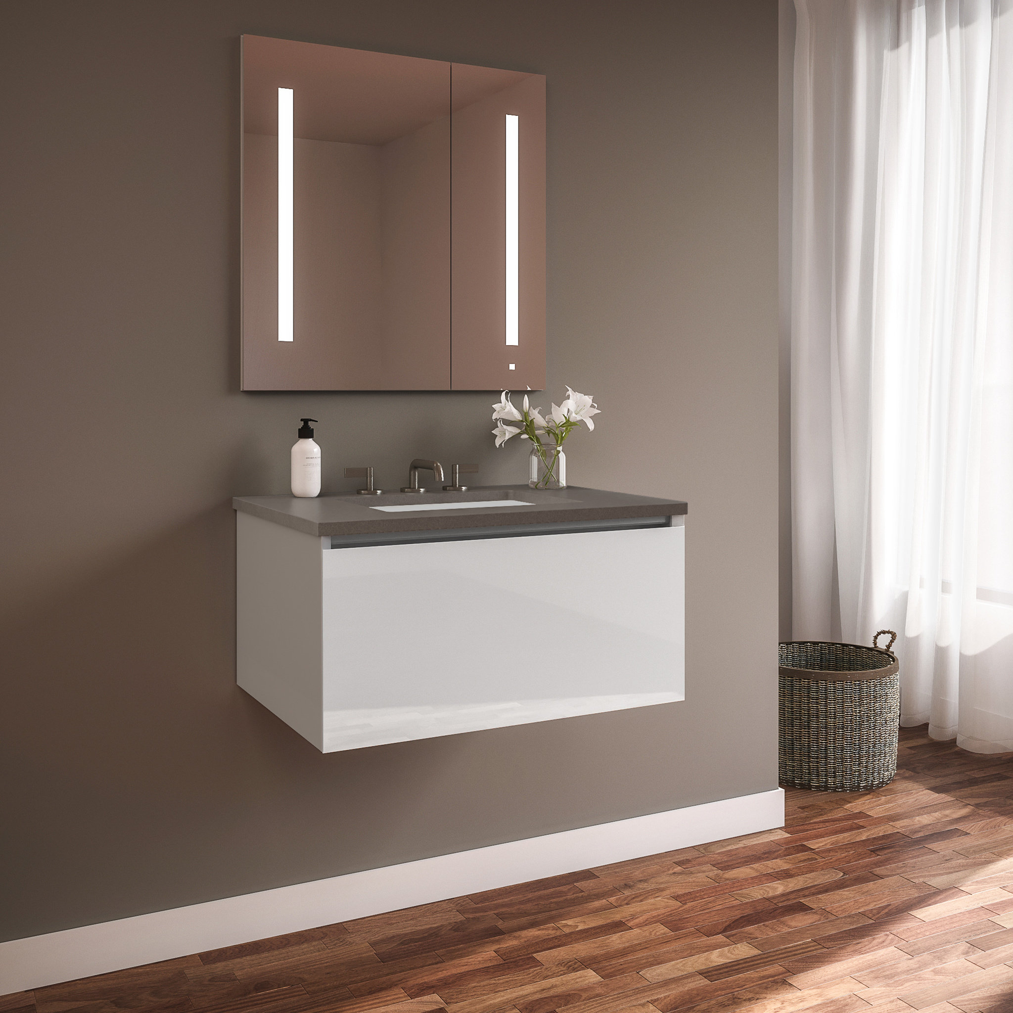 Robern Curated Cartesian 25" WallMounted Single Bathroom Vanity Set