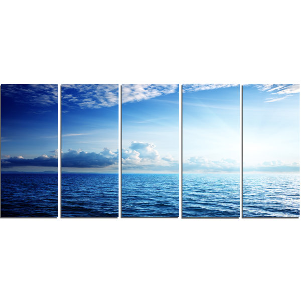 Designart Blue Caribbean Sea And Perfect Blue Sky 5 Piece Wall Art On Wrapped Canvas Set Wayfair