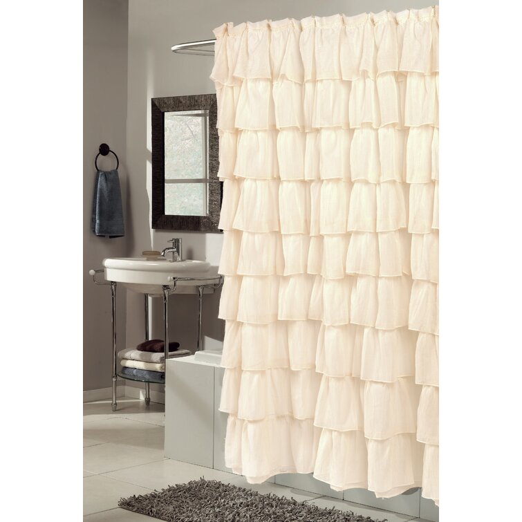 Ophelia & Co. Atia Voile Ruffled Tier Single Shower Curtain & Reviews ...