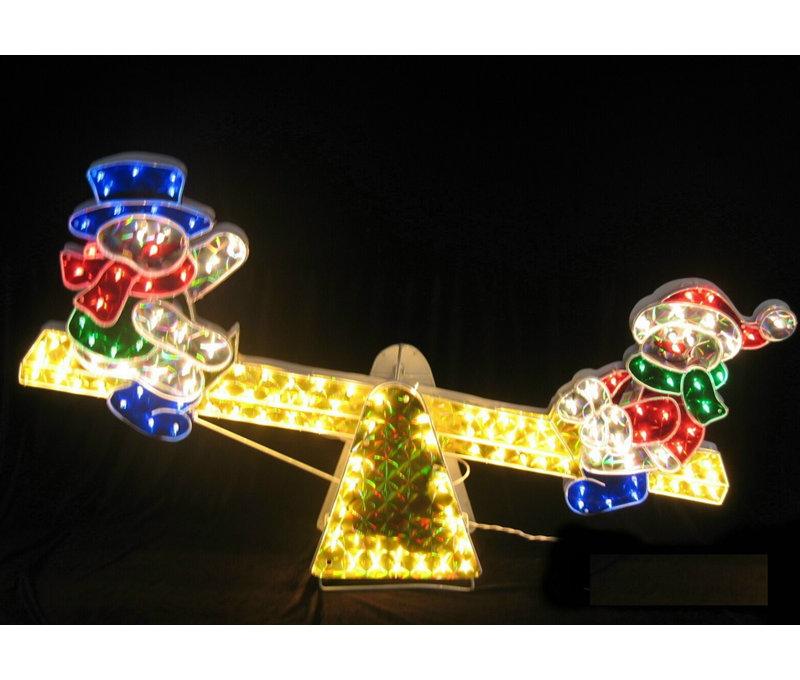 sparkling holographic snowmen on see saw yard art christmas decoration - Holographic Christmas Decorations sparkling holographic snowmen on see saw yard art christmas decoration - Holographic Christmas Decorations