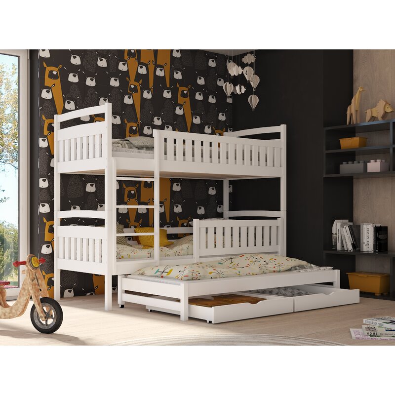 triple sleeper bunk bed with storage