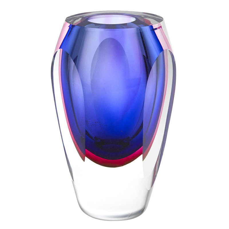Badash Crystal Blue White 6 5 Indoor Outdoor Glass Table Vase Wayfair
