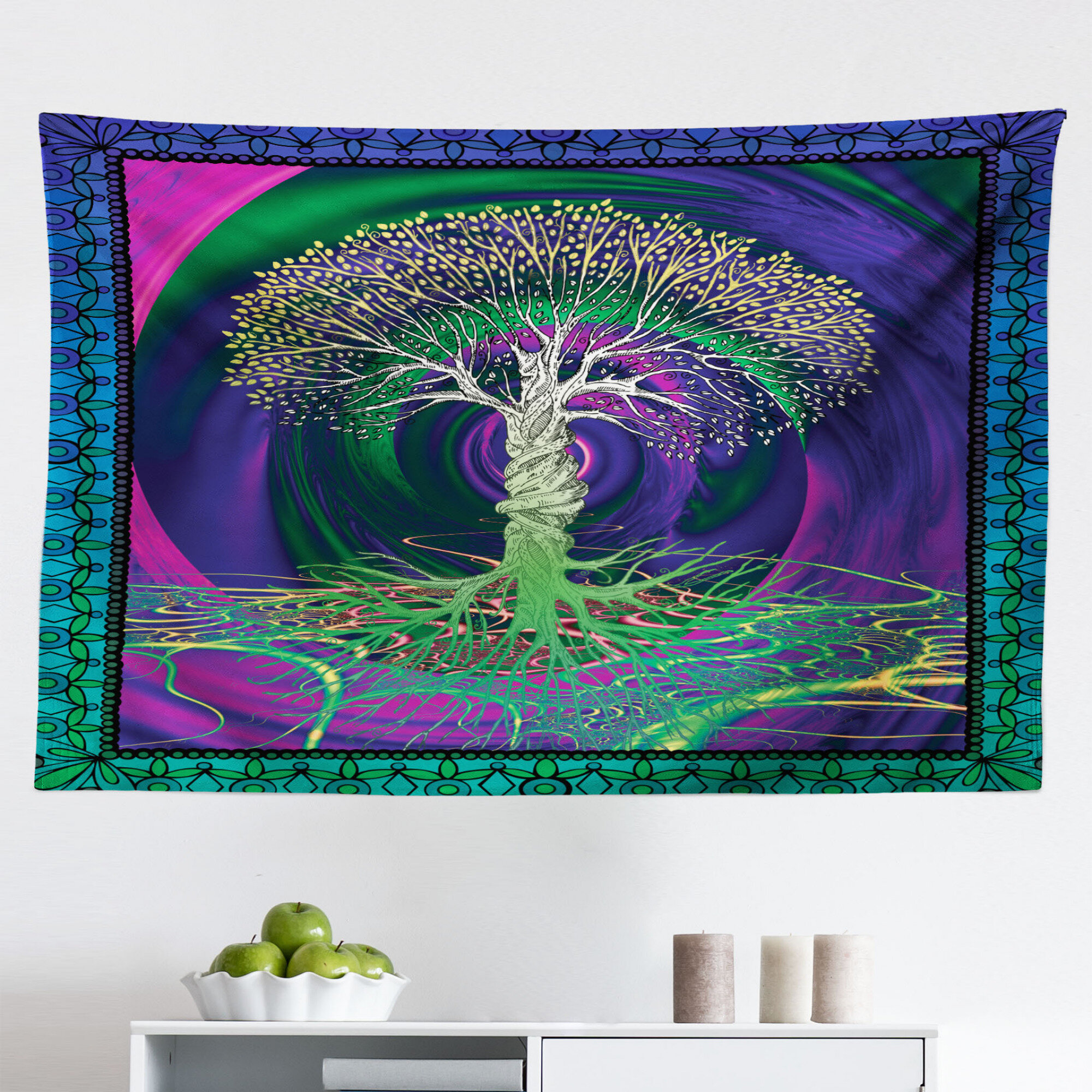 East Urban Home Ambesonne Nature Tapestry, Digital Psychedelic Tree Of Life  Turning Gothic Background Mystery Display, Fabric Wall Hanging Decor For  Bedroom Living Room Dorm, 28