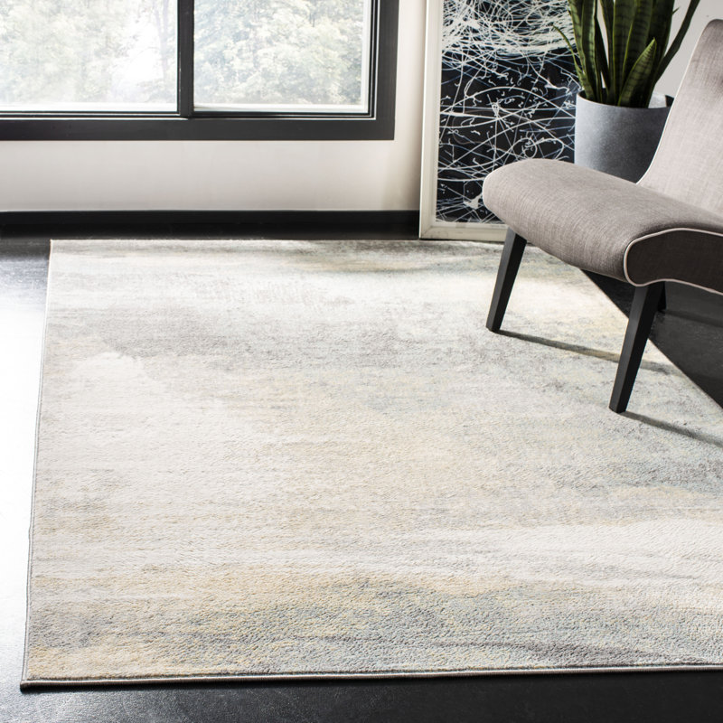 Williston Forge Muro Abstract Gray Gold Light Blue Area Rug Reviews Wayfair