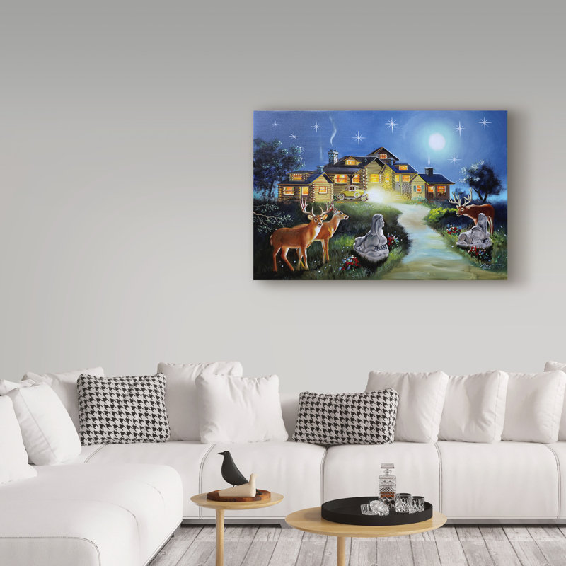 Winston Porter Deer In The Yard Acrylic Painting Print On
