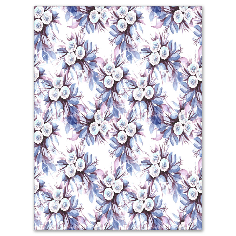East Urban Home Floral Pattern In Purples And Blues Print On Wrapped Canvas Wayfair