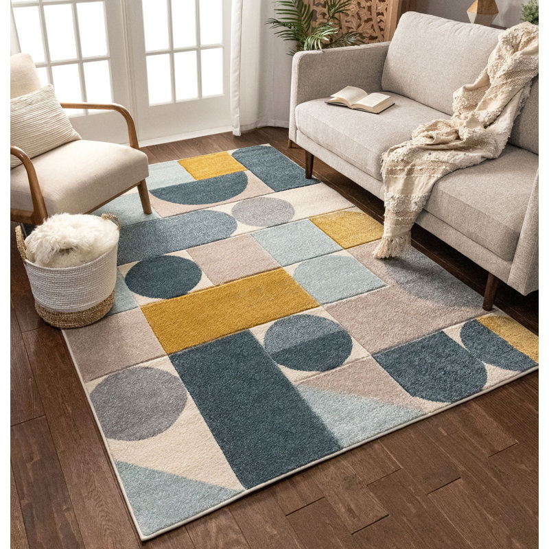 Well Woven Ruby Dede Mid Century Modern Geometric Teal Blue Gray Gold Area Rug Reviews Wayfair These fifty modern living rooms show stretch in a variety of substrates and styles. ruby dede mid century modern geometric teal blue gray gold area rug