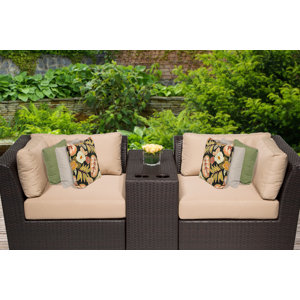 Barbados 3 Piece Rattan Conversation Set with Cushions