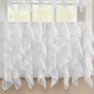 Chic Sheer Voile Vertical Ruffle Window Kitchen Tier Curtain (Set of 2)