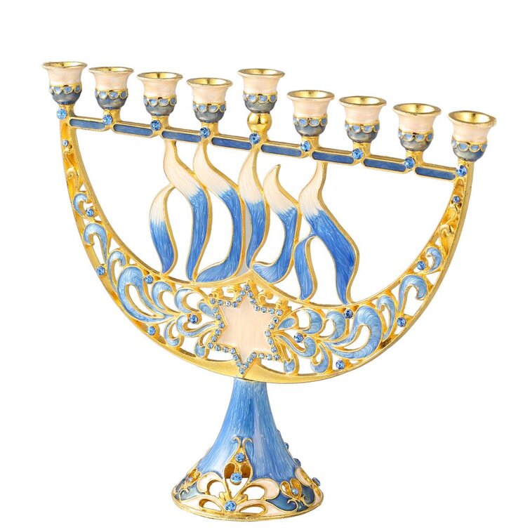 9 H Multicolor Ben & Jonah Lamp Lighters Ultimate Judaica Menorah Pewter Multi-Color