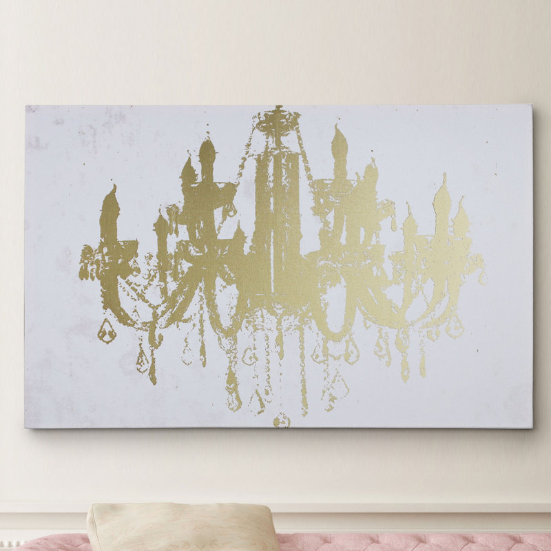 Wexfordhome Champagne Gold Diamond Chandelier Graphic Art On Champagne Gold Diamond Chandelier Graphic Art On Wrapped Canvas