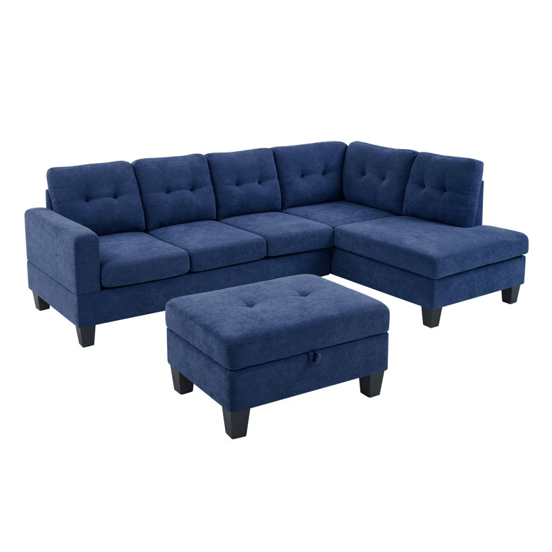 Latitude Run Athanassia 98 Chenille Right Hand Facing Sofa Chaise With Ottoman Wayfair