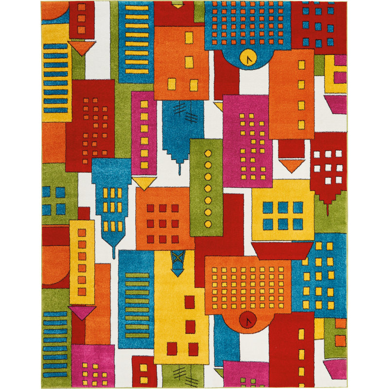 Chunn Orange Blue Area Rug