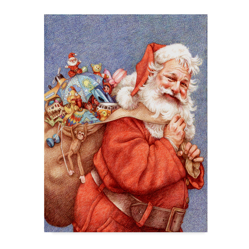 Trademark Art Finished Santa Acrylic Painting Print On Wrapped