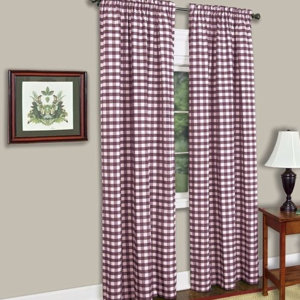 Castona Traditional Elegance Burgundy Plaid and Check Room Darkening Rod Rocket Single Curtain Panel