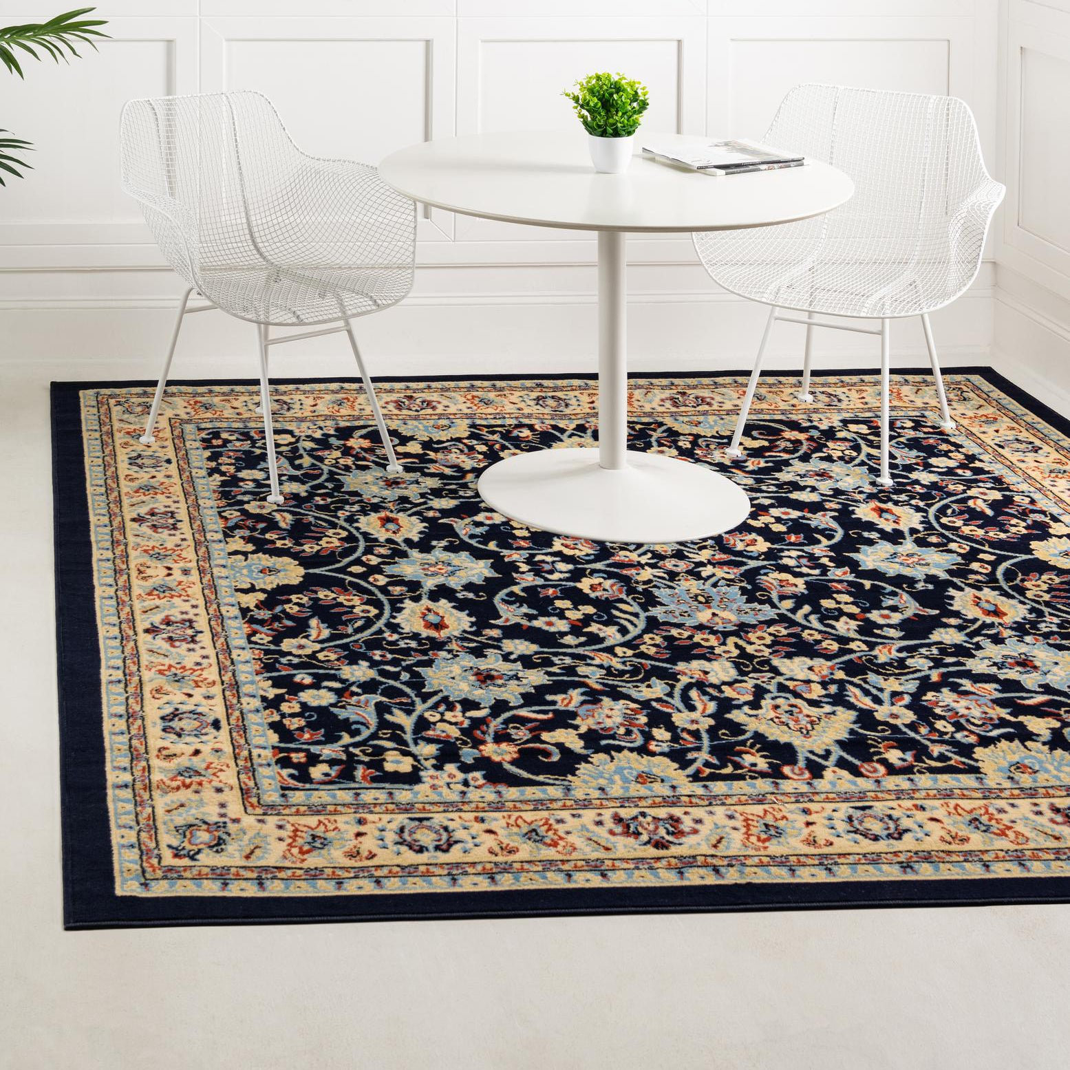 Charlton Home® Hanan Power Loom Performance Navy Blue Rug & Reviews ...
