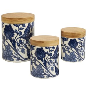 Clair Blue 3 Piece Kitchen Canister Set