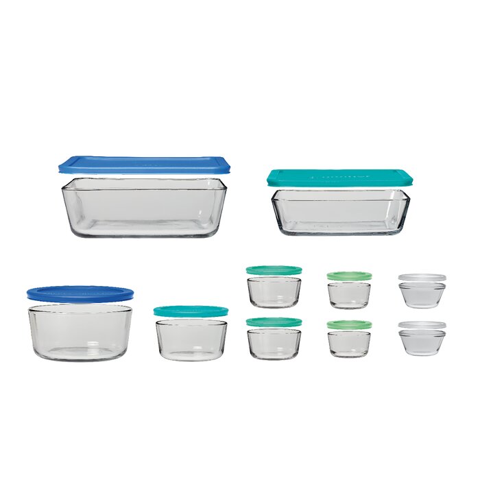20-Pieces Anchor Hocking SnugFit Glass Food Storage Set with Mixed Blue Lids