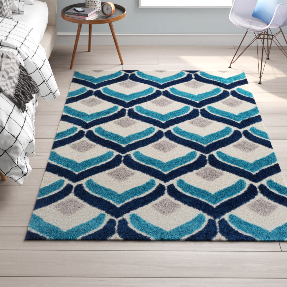 Trule Clayton Power Loom Blue Gray White Rug Reviews Wayfair