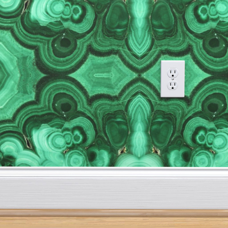 Bungalow Rose Flack Mirrored Malachite 27 L X 24 W Wallpaper