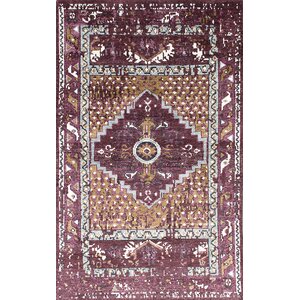 One-of-a-Kind Jules Ushak Hand-Knotted Purple/Beige Area Rug